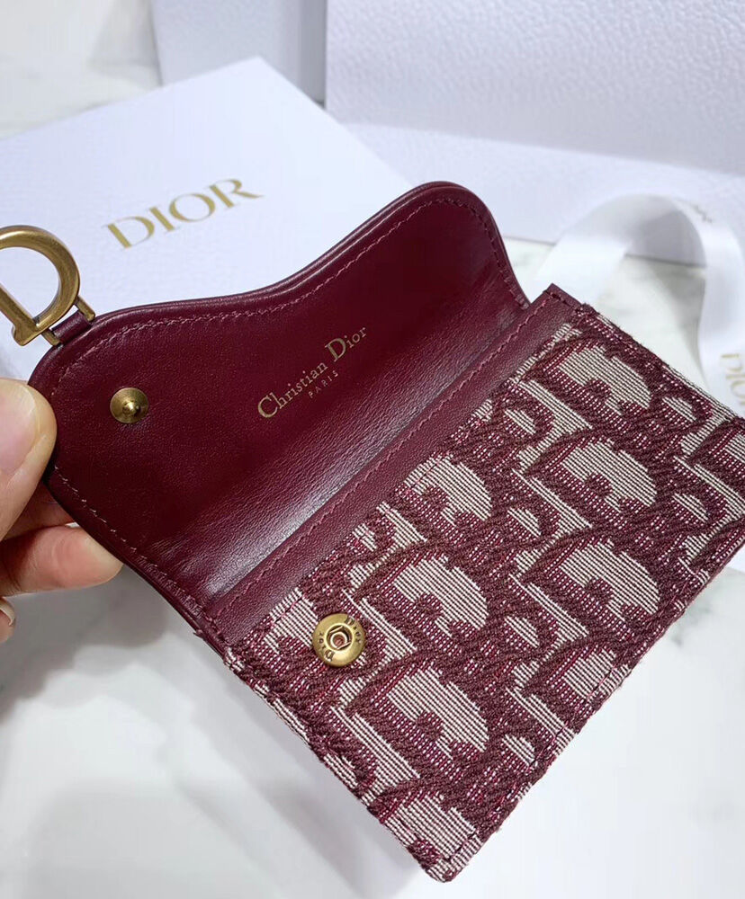 Christian Dior Oblique Saddle Canvas Wallet Red